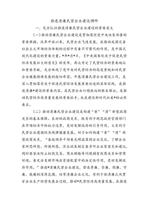 推进清廉民营企业建设调研.docx