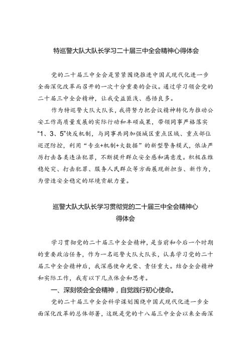 特巡警大队大队长学习二十三中全会精神心得体会8篇供参考.docx