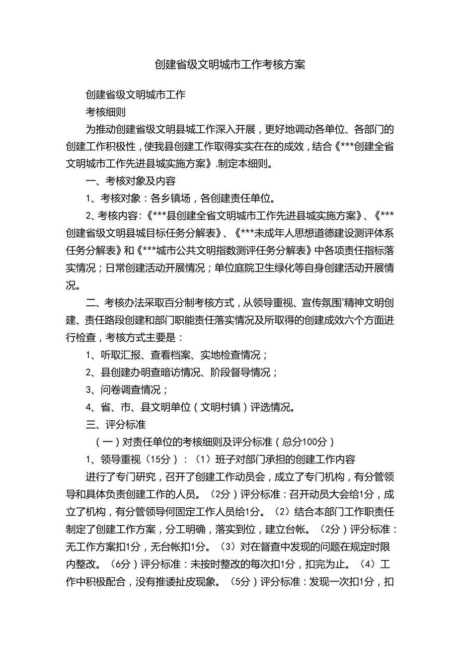 创建省级文明城市工作考核方案60L.docx_第1页