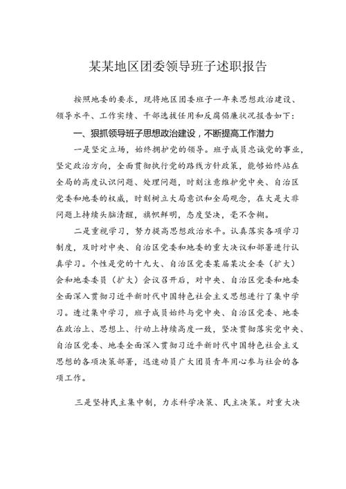 某某地区团委领导班子述职报告.docx