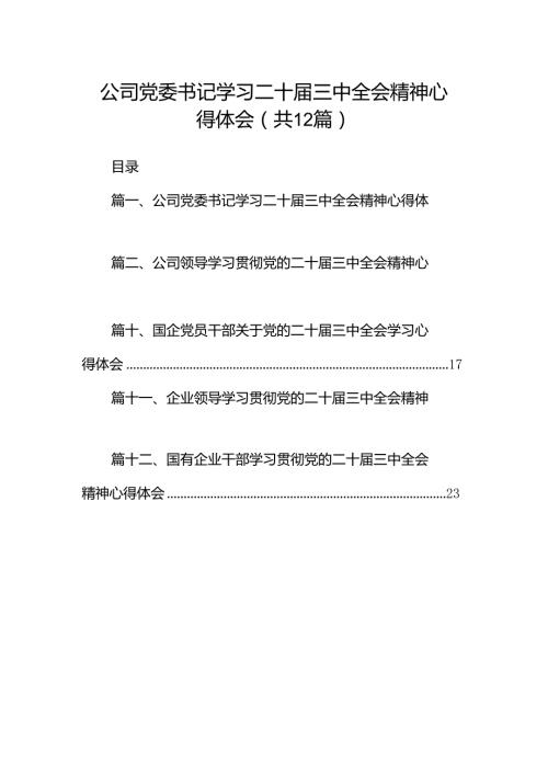 公司党委书记学习二十三中全会精神心得体会12篇（精选）.docx