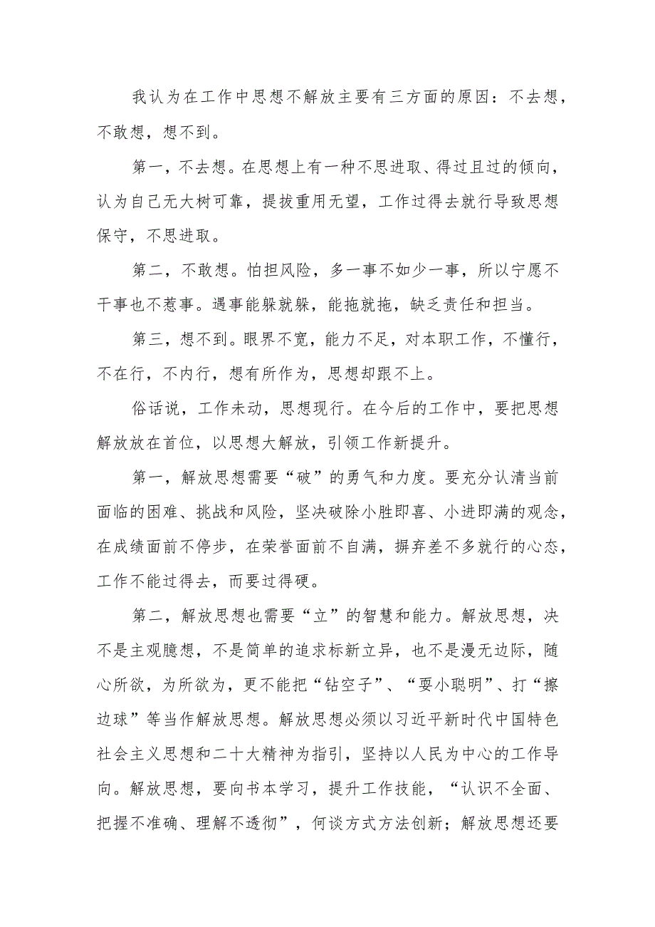 10篇2024开展解放思想大讨论活动研讨发言材料.docx_第2页
