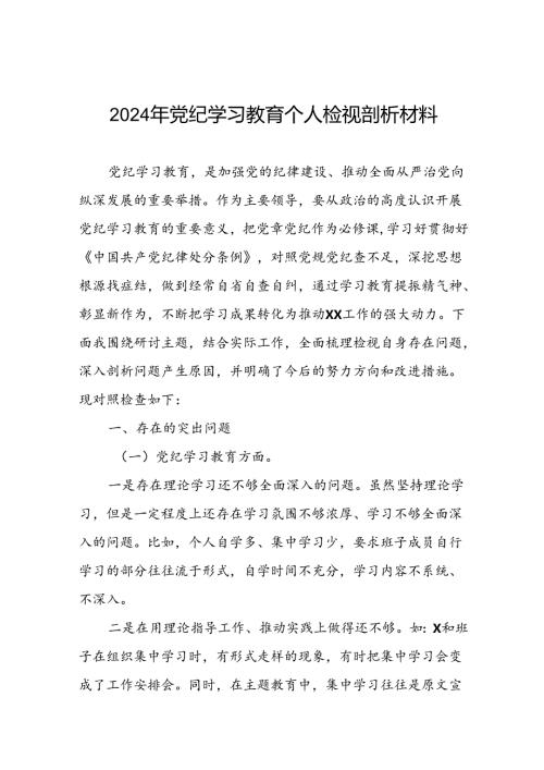 重点查摆四个检视方面问题2024年党纪学习教育专题民主生活会个人对照检视检查发言材料十四篇.docx