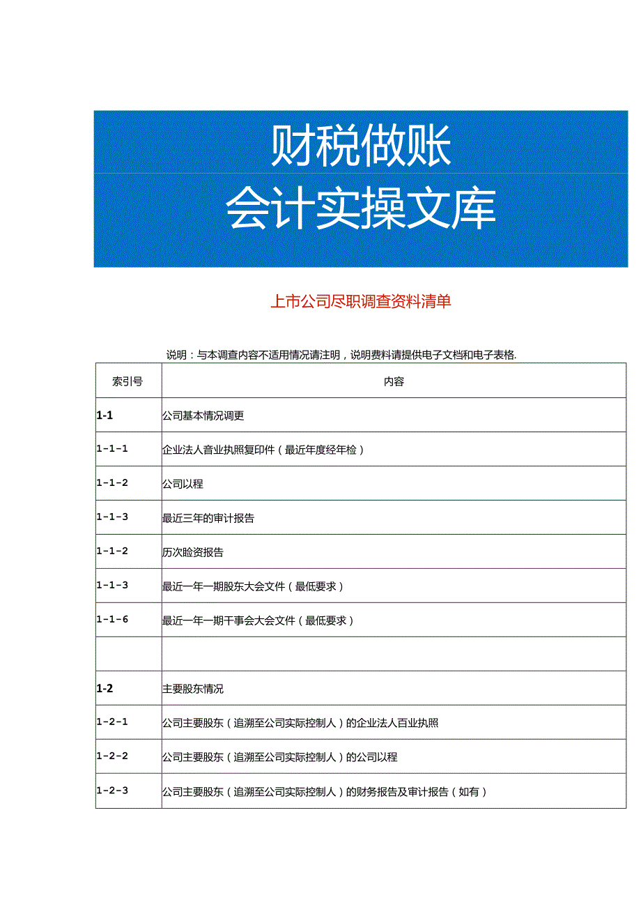 公司尽职调查资料清单模板.docx_第1页