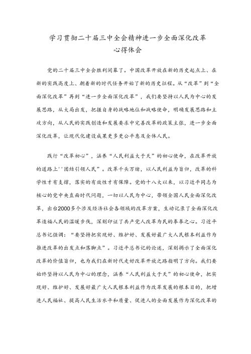 学习贯彻二十三中全会精神进一步全面深化改革心得体会.docx