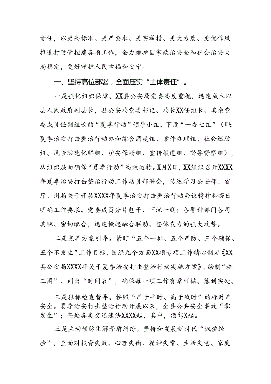公安深入推进夏季治安打击整治行动情况报告(十一篇).docx_第3页
