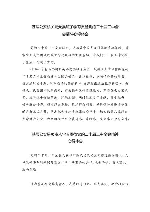 基层公安机关局党委班子学习贯彻党的二十三中全会精神心得体会8篇（详细版）.docx