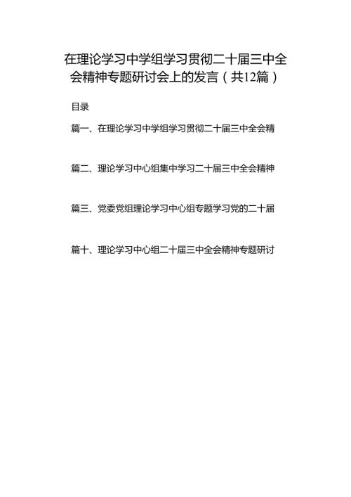 在理论学习中学组学习贯彻二十三中全会精神专题研讨会上的发言12篇（精选）.docx
