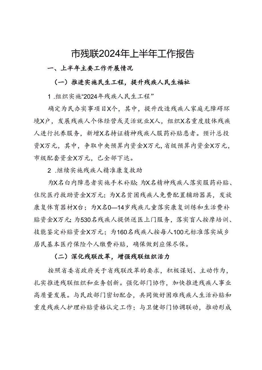 市残联2024年上半年工作报告.docx_第1页