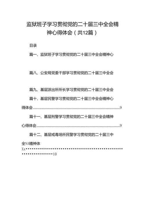 监狱班子学习贯彻党的二十三中全会精神心得体会（共12篇）.docx