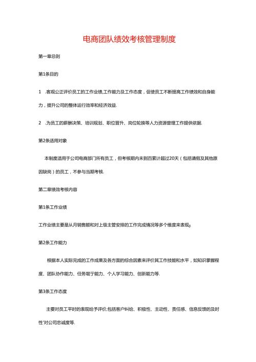电商团队绩效考核管理制度.docx
