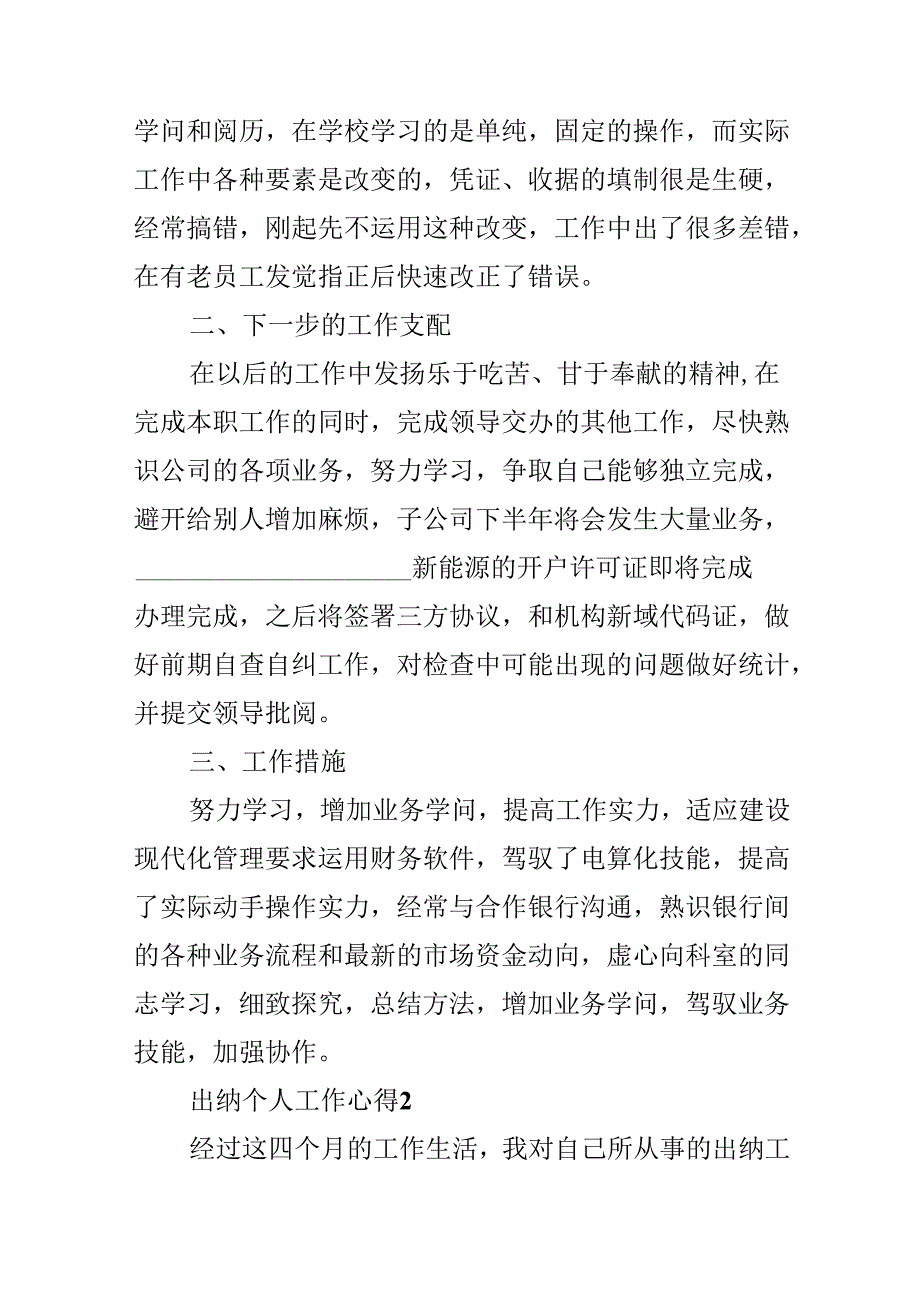 出纳个人工作心得10篇.docx_第2页