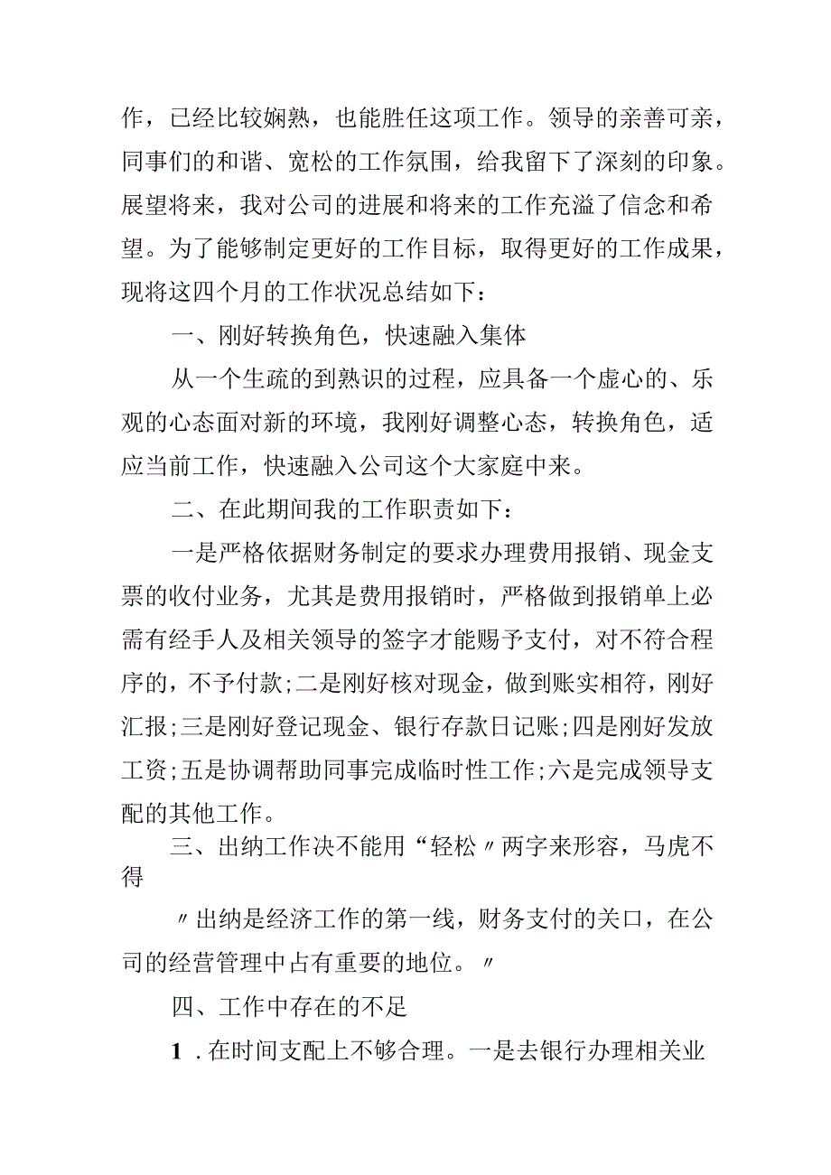 出纳个人工作心得10篇.docx_第3页