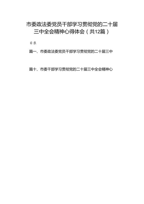 市委政法委党员干部学习贯彻党的二十三中全会精神心得体会12篇（精选）.docx