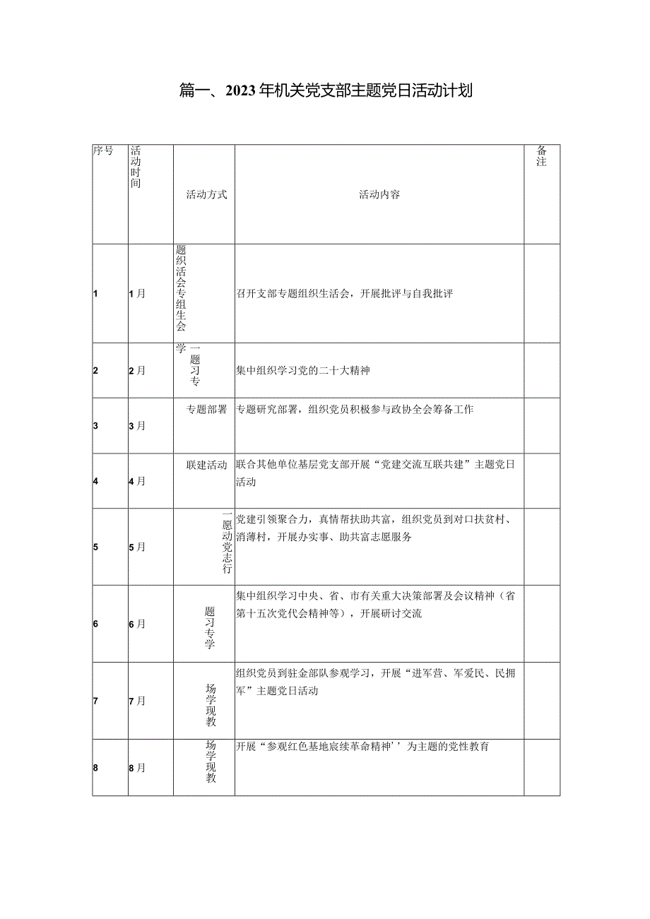 2023年机关党支部主题党日活动计划10篇（详细版）.docx_第2页