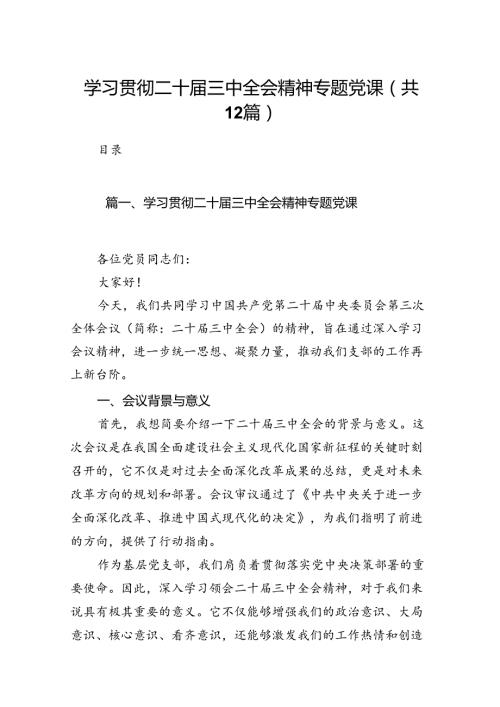 （12篇）学习贯彻二十三中全会精神专题党课范文精选.docx