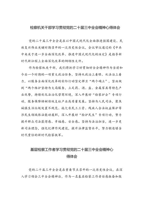 检察机关干部学习贯彻党的二十三中全会精神心得体会8篇（精选版）.docx
