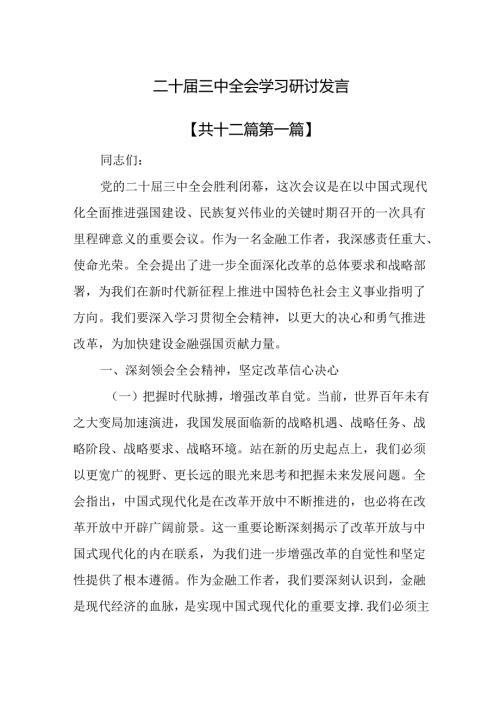 （12篇）二十三中全会学习研讨发言.docx