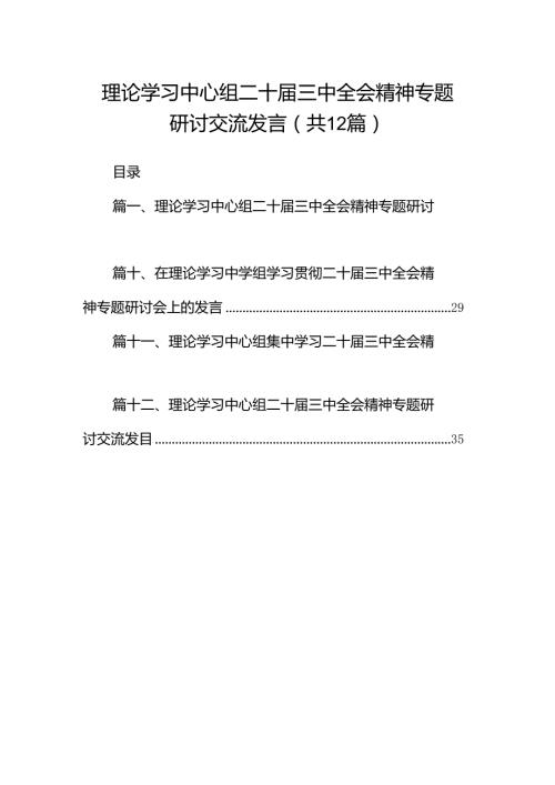 理论学习中心组二十三中全会精神专题研讨交流发言精选（参考范文12篇）.docx