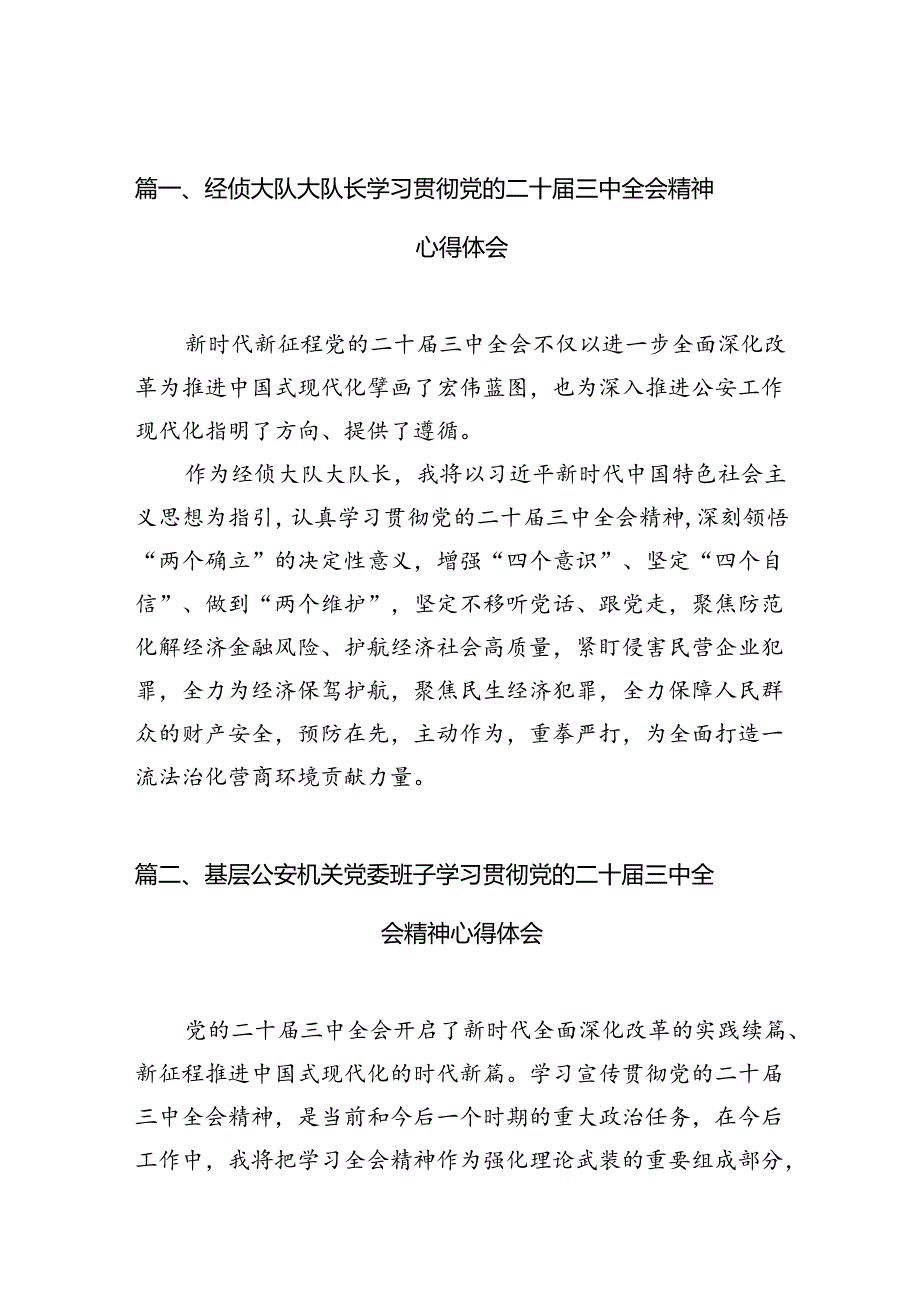经侦大队大队长学习贯彻党的二十三中全会精神心得体会（共10篇）.docx_第2页