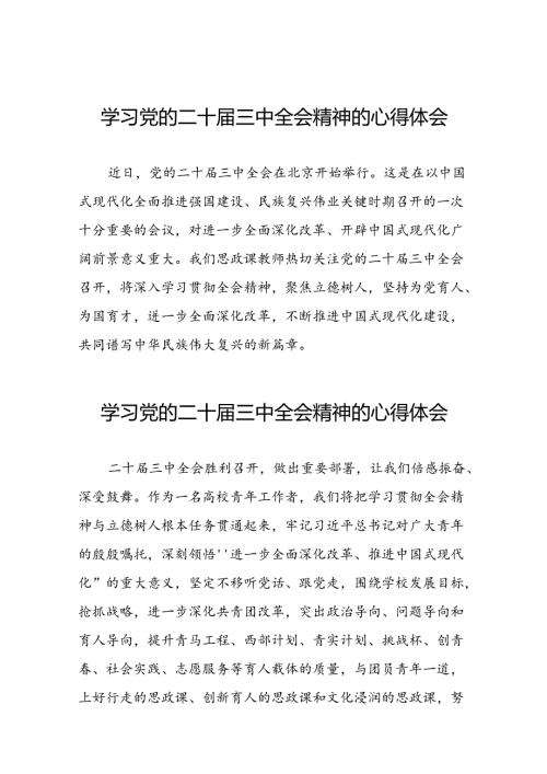 学习党的二十三中全会精神的心得感悟简短发言二十七篇.docx