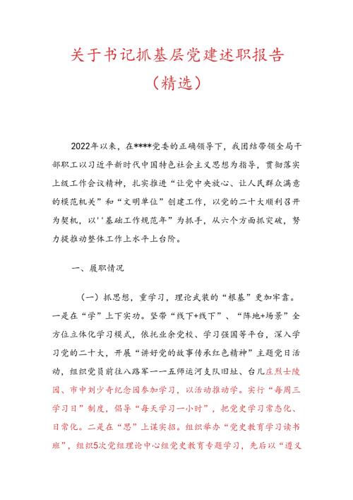 关于书记抓基层党建述职报告（精选）.docx