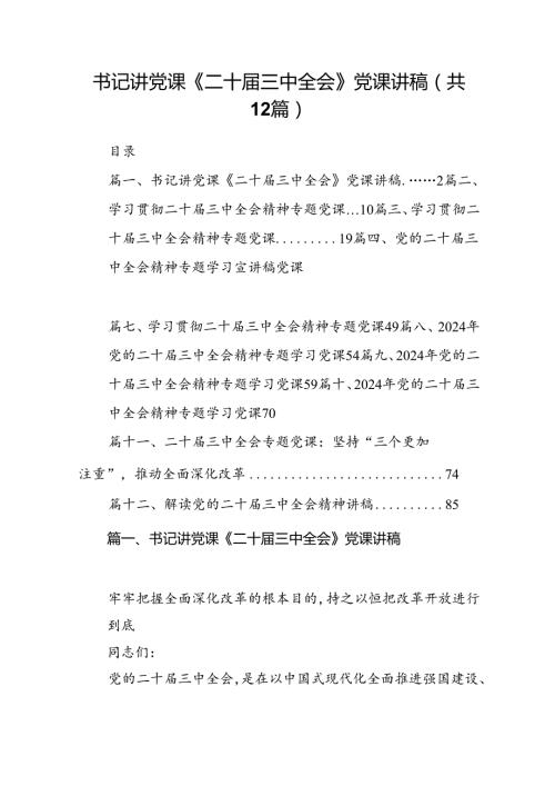 （12篇）书记讲党课《二十三中全会》党课讲稿（详细版）.docx