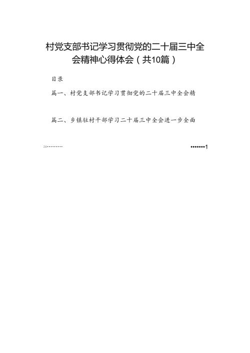村党支部书记学习贯彻党的二十三中全会精神心得体会10篇（精选）.docx