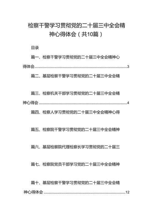 （10篇）检察干警学习贯彻党的二十三中全会精神心得体会.docx