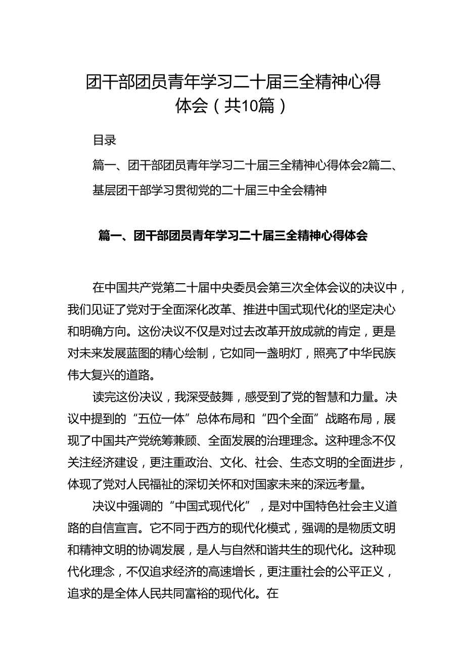 团干部团员青年学习二十三全精神心得体会十篇（精选）.docx_第1页