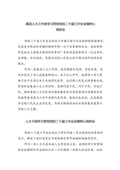 基层人大工作者学习贯彻党的二十三中全会精神心得体会（共五篇）.docx