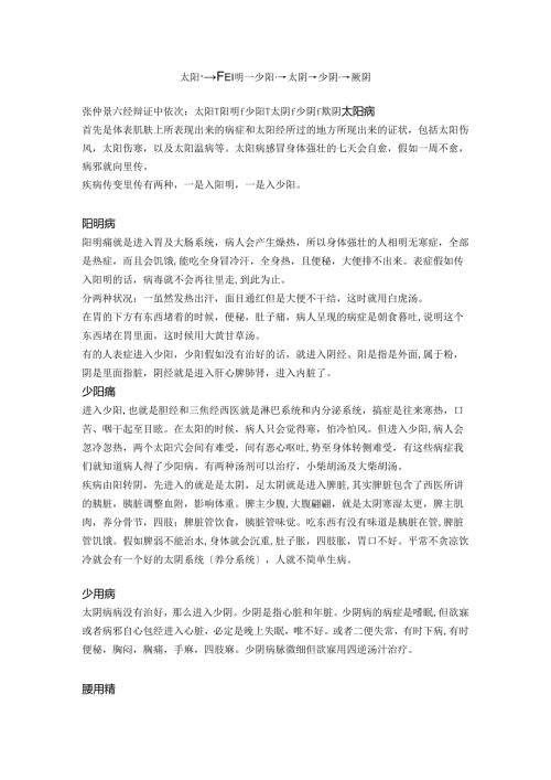 六经传变：太阳→阳明→少阳→太阴→少阴→厥阴.docx