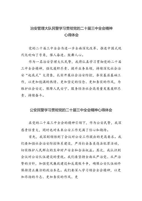 治安管理大队民警学习贯彻党的二十三中全会精神心得体会8篇（精选版）.docx