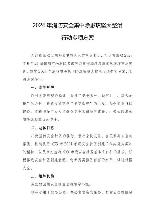 2024年医药公司《消防安全集中除患攻坚大整治行动》专项方案.docx