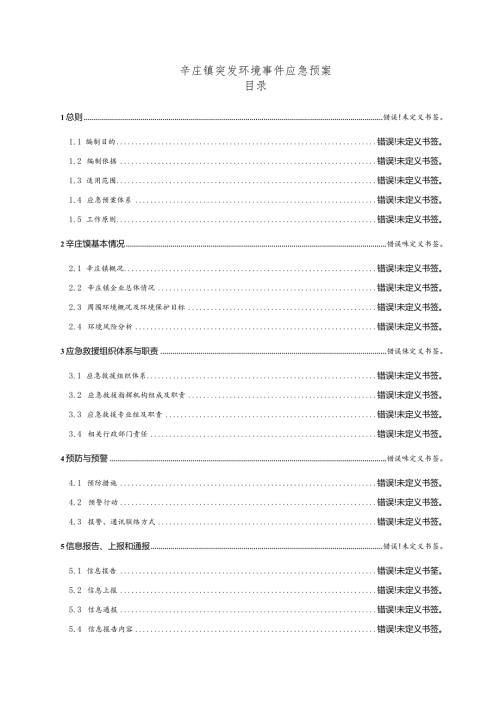 辛庄镇突发环境事件应急预案目录.docx
