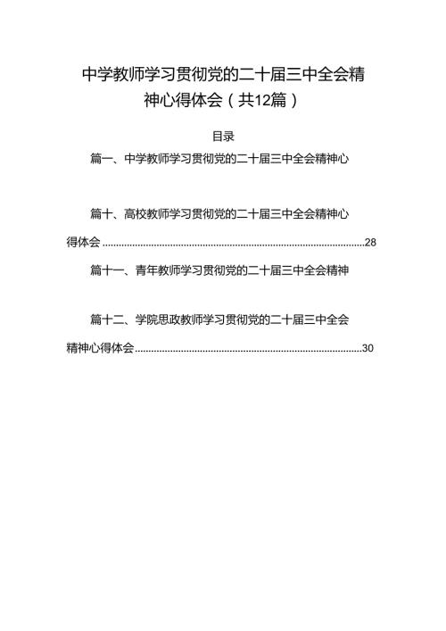 （12篇）中学教师学习贯彻党的二十三中全会精神心得体会集合.docx