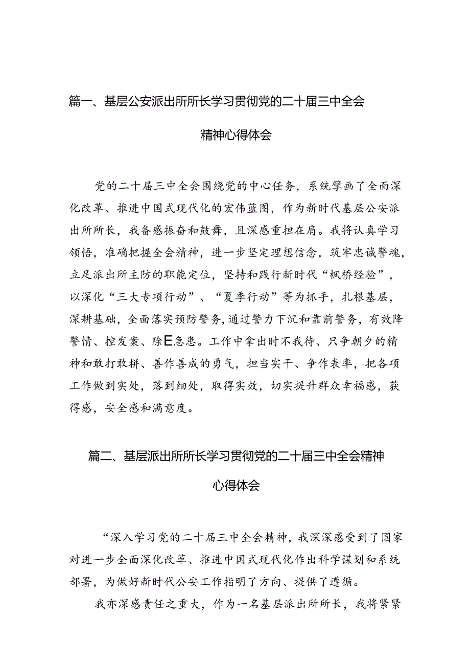 基层公安派出所所长学习贯彻党的二十三中全会精神心得体会10篇（最新版）.docx_第2页