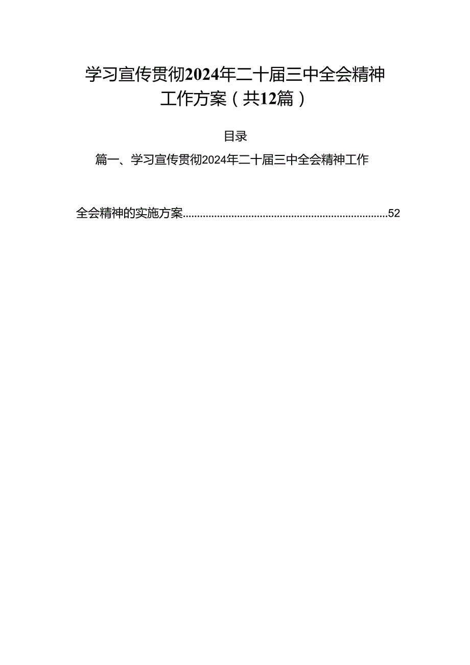 （12篇）学习宣传贯彻2024年二十三中全会精神工作方案（精选）.docx_第1页