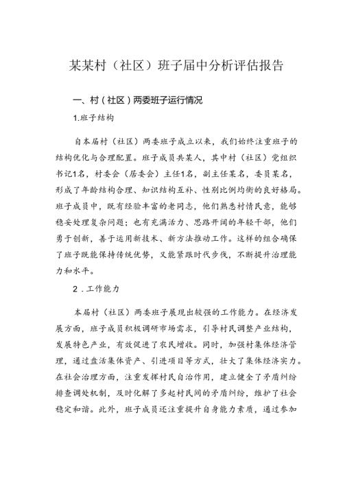 某某村（社区）班子中分析评估报告.docx
