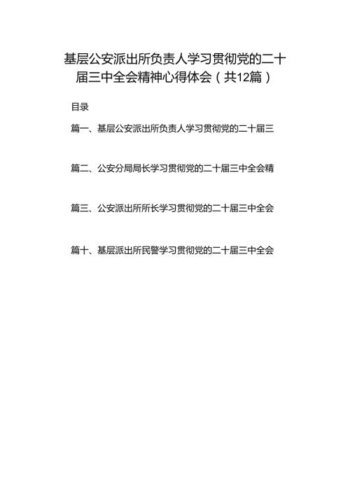 基层公安派出所负责人学习贯彻党的二十三中全会精神心得体会12篇（精选）.docx