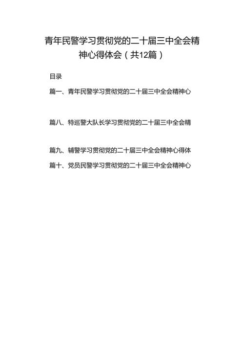 青年民警学习贯彻党的二十三中全会精神心得体会（合计12份）.docx