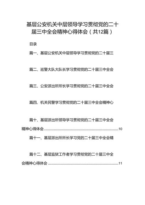 基层公安机关中层领导学习贯彻党的二十三中全会精神心得体会（共12篇）.docx