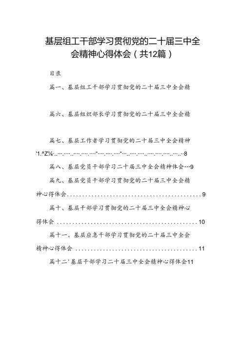 基层组工干部学习贯彻党的二十三中全会精神心得体会（共12篇选择）.docx