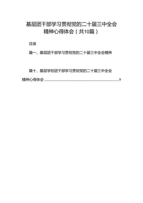 基层团干部学习贯彻党的二十三中全会精神心得体会(10篇集合).docx