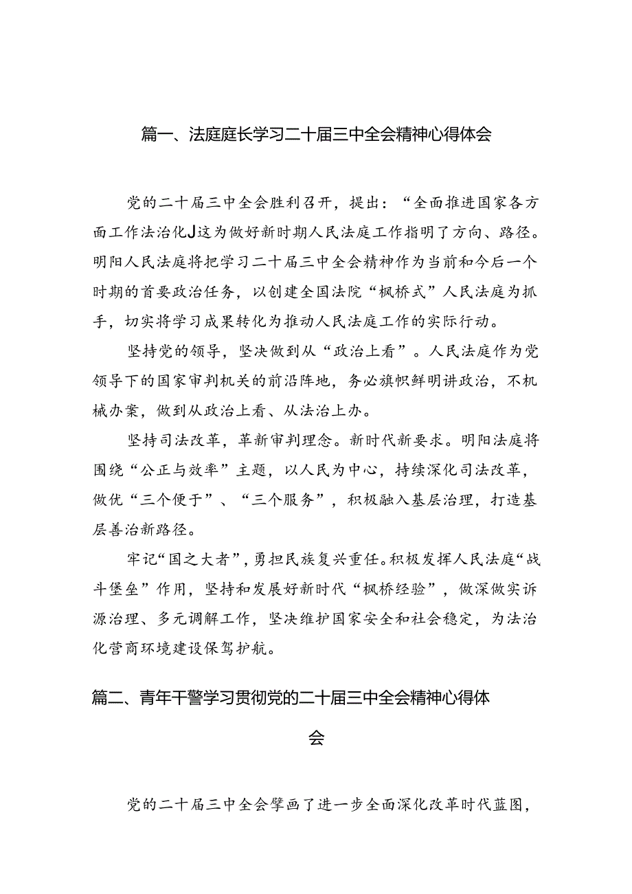 法庭庭长学习二十三中全会精神心得体会10篇（详细版）.docx_第2页