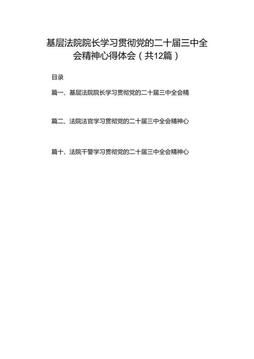 基层法院院长学习贯彻党的二十三中全会精神心得体会12篇专题资料.docx