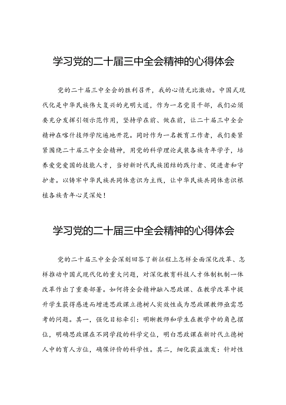 学习党的二十三中全会的心得体会简短发言三十六篇.docx_第1页