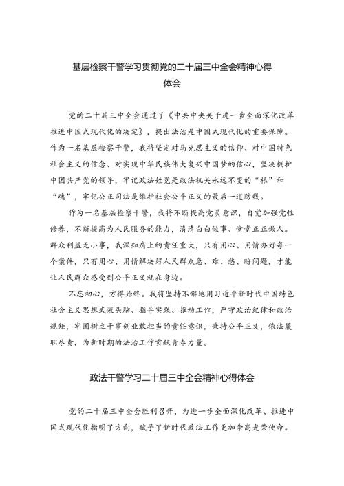 基层检察干警学习贯彻党的二十三中全会精神心得体会5篇供参考.docx