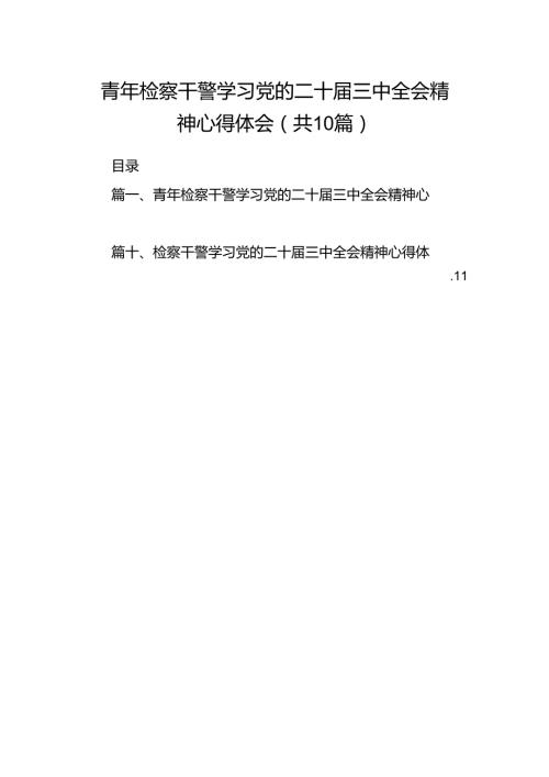 青年检察干警学习党的二十三中全会精神心得体会（共10篇）.docx