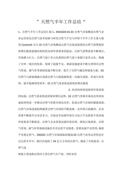 天然气半年工作总结.docx